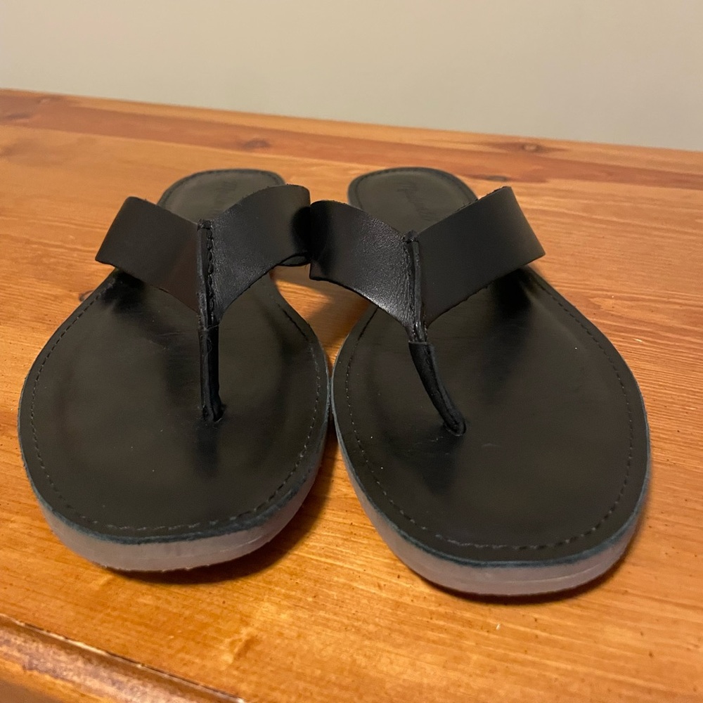 Madewell Black Leather Slides